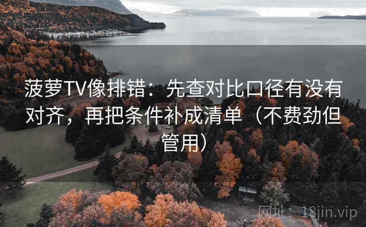 菠萝TV像排错：先查对比口径有没有对齐，再把条件补成清单（不费劲但管用）