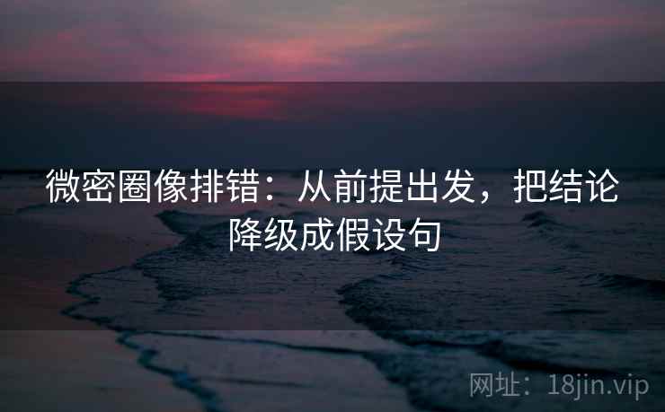 微密圈像排错:从前提出发,把结论降级成假设句 微密圈像排错:从前提出发,把结论降级成假设句